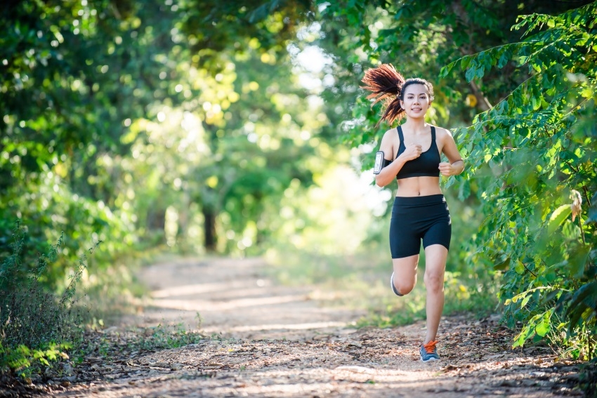 She ran down the hill.